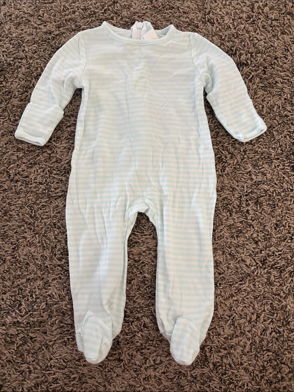 The Beaufort Bonnet Company Soft Light Blue Stripe Baby One-Piece Sleeper